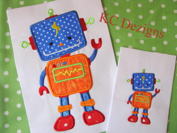 Adorable Robot Boy Embroidery for Craft Fairs