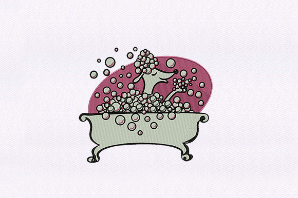 Bathing Dog: A Charming Addition for Seasonal Embroidery