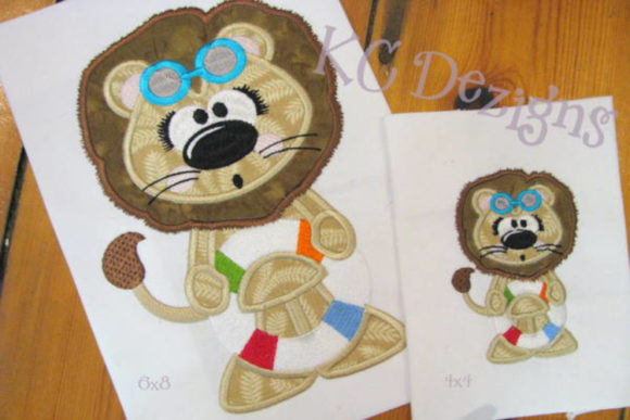 Beach Lion 01: A Charming Embroidery Design