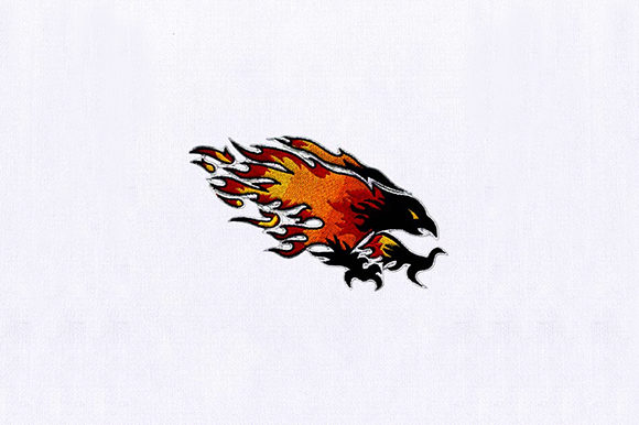 Blazing Dark Phoenix: A Striking Embroidery Design