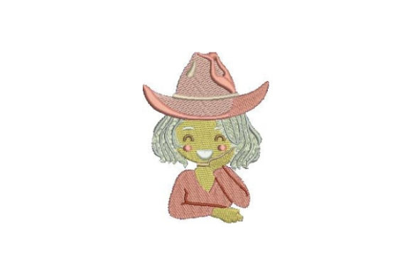 Blonde with Cowboy Hat: A Charming Embroidery Design