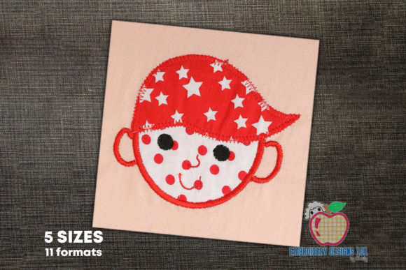Cartoon Boy Face Applique for Business Use
