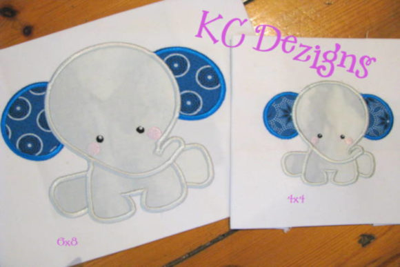Charming Baby Elephant Sitting Applique Design