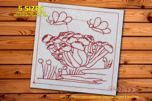 Charming Shimeji Mushroom Embroidery Design