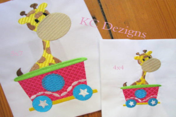 Cute Giraffe Sitting in Train Embroidery