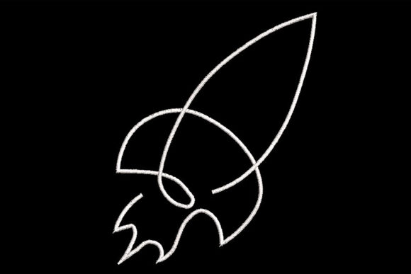 Minimalistic One Line Rocket: A Stylish Embroidery