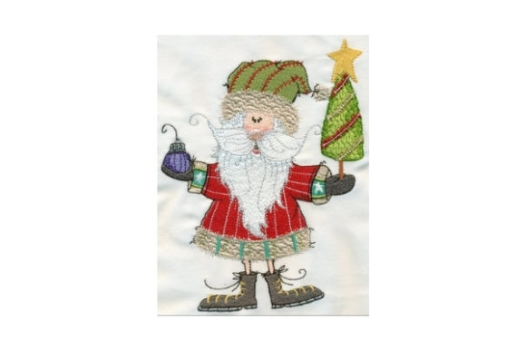 Sassy Santa with Tree: A Festive Embroidery Design