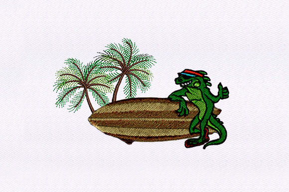 Surf's Up with Iguana on the Beach
